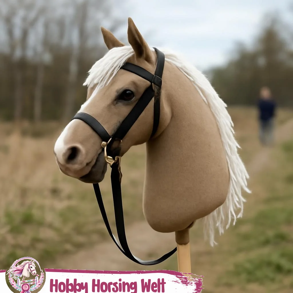 Hobby-Horse mit Zaumzeug, braunes Stoffpferd mit Trense
