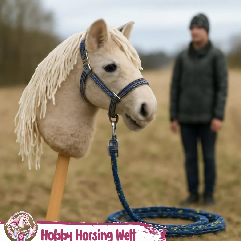 Halfter mit Strick für Hobby-Horse auf neutralem Hintergrund