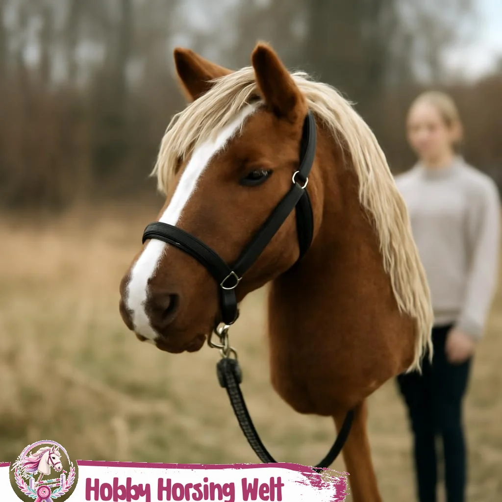 Hobby-Horse-Halfter mit Strick an Steckenpferd